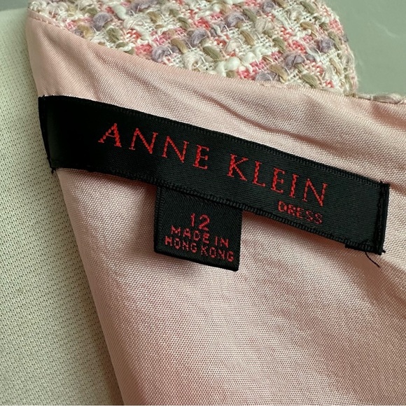 ANNE KLEIN Vintage 90s Pink Tweed Sleeveless Dress Made in Hong Kong Timeless 12 - Picture 11 of 15